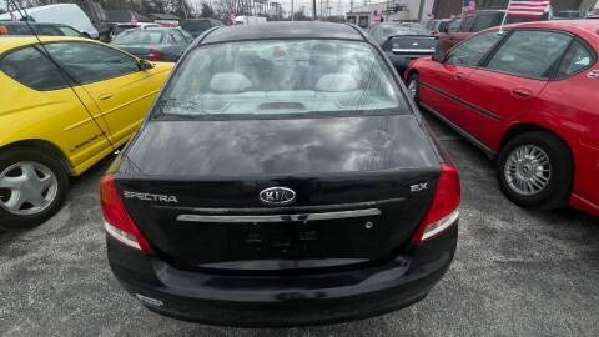 2007 BLACK /BLACK Kia Spectra EX (KNAFE121475) with an 2.0L L4 DOHC 16V engine, located at 2710A Westlane Rd., Indianapolis, IN, 46268, (317) 291-2000, 39.885670, -86.208160 - Photo#2